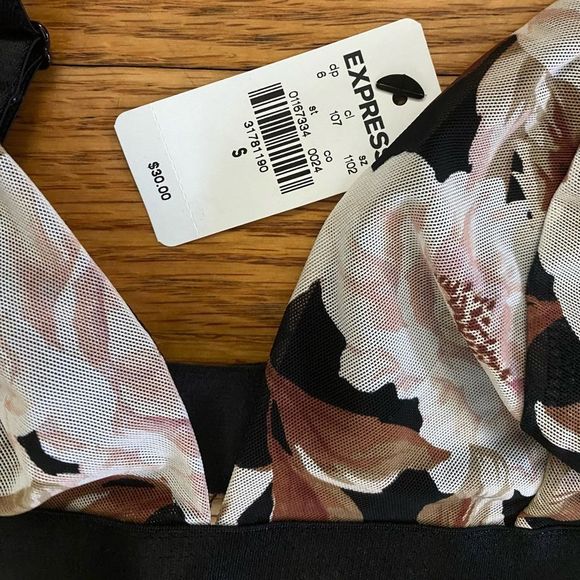 Express Bralette Women’s Small Floral Adjustable Straps No Padding Bra NWT - Picture 3 of 4